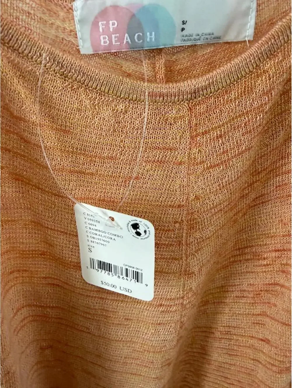 Free People Beach top Romera Sweater Tunic in coral size small oversized NWT
